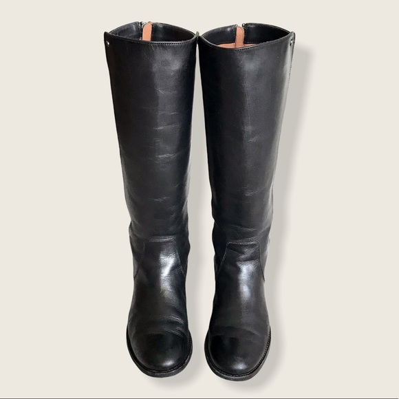 Frye Melissa Stud Black BackZip Tall Leather Boots - Picture 6 of 16